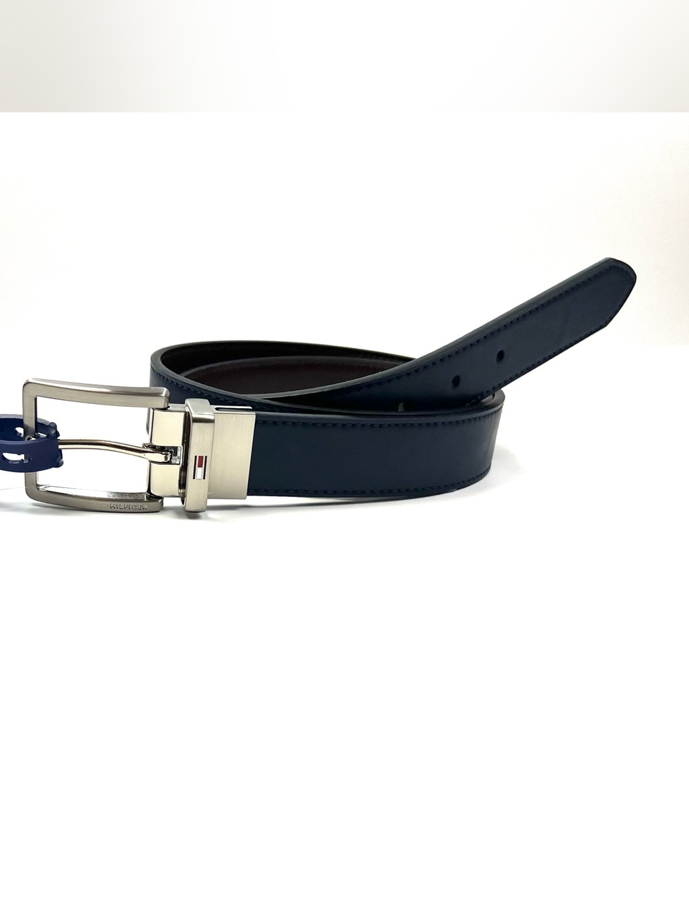 Tommy Hilfiger Blue Belt Men's Size L 38-40 Synthetic Leather Reversible